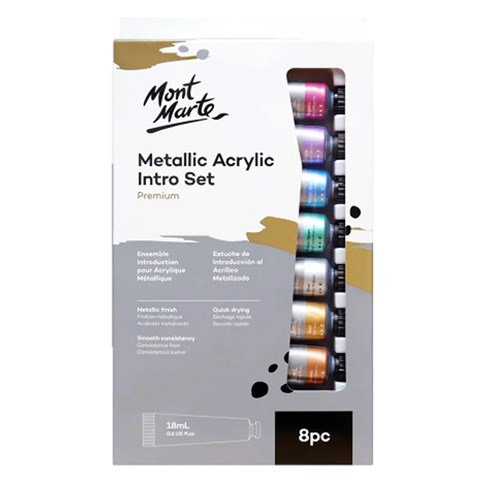 MONT MARTE METALLIC ACRYLIC PAINT INTRO SET 8 Piece x 18ml